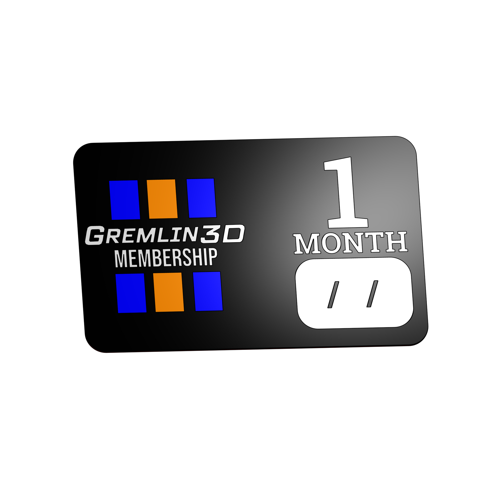 Gremlin3D membership card for one month on a white background