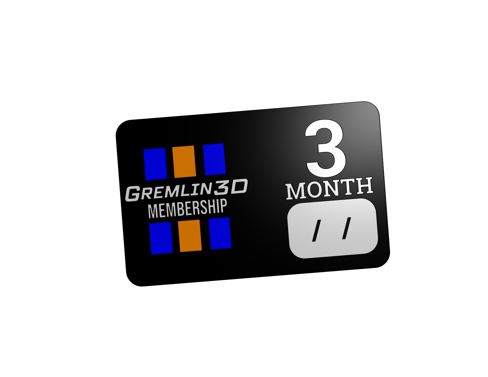 3-month membership card for Gremlin3D on a white background