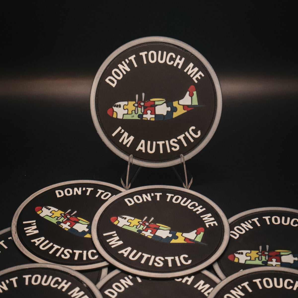 Don't Touch Me I'm Autistic 3D Printed Patch C-130 Puzzle pieces Autism awareness
